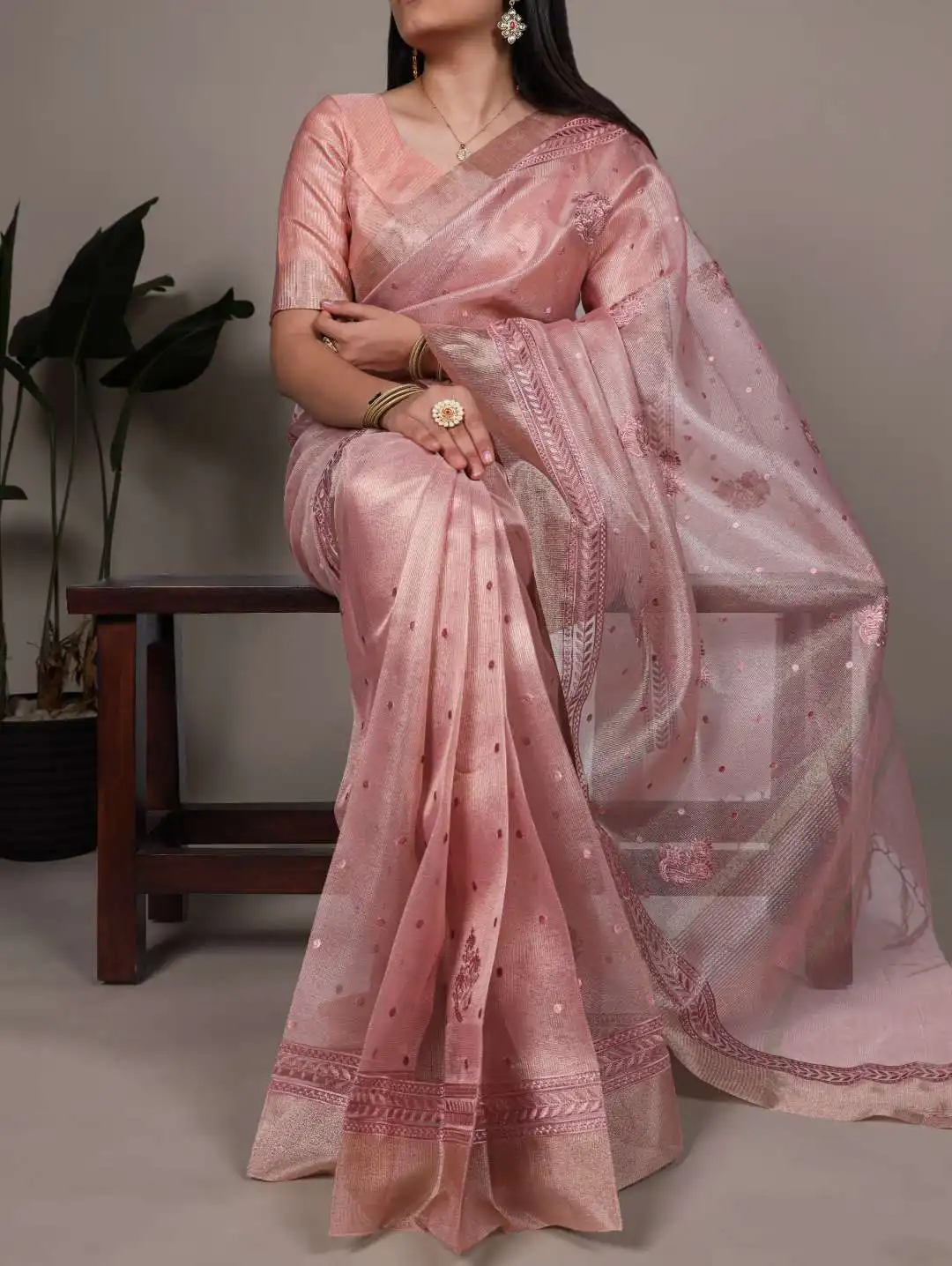 Launching WMN 7402 Poly Shimmer Embroidery Saree 05 Pcs Set Wholesale 2026