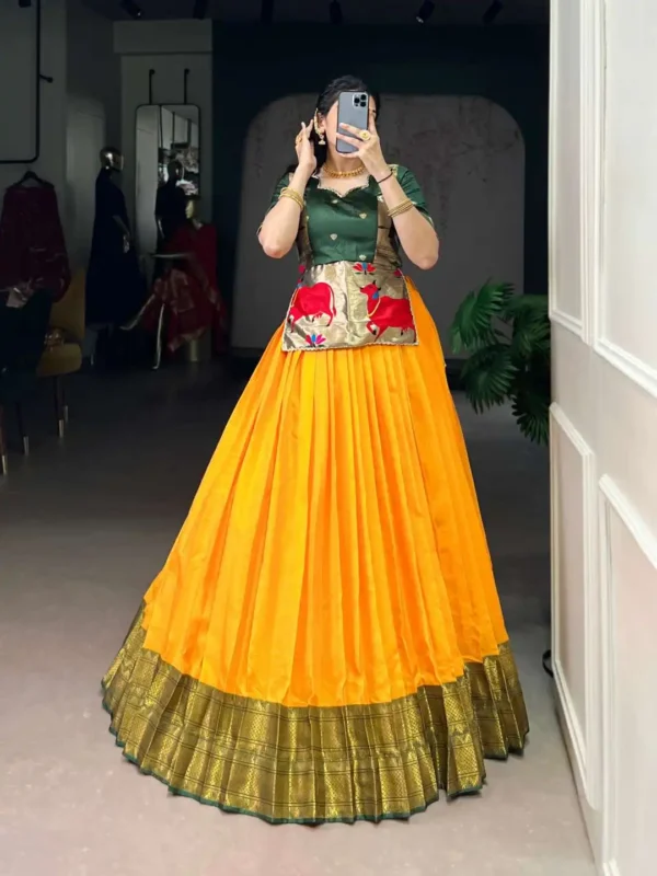Beautiful WMN 1132 Cotton Silk Festive Wear Skirt Top 03 Pcs Set Wholesale 2026