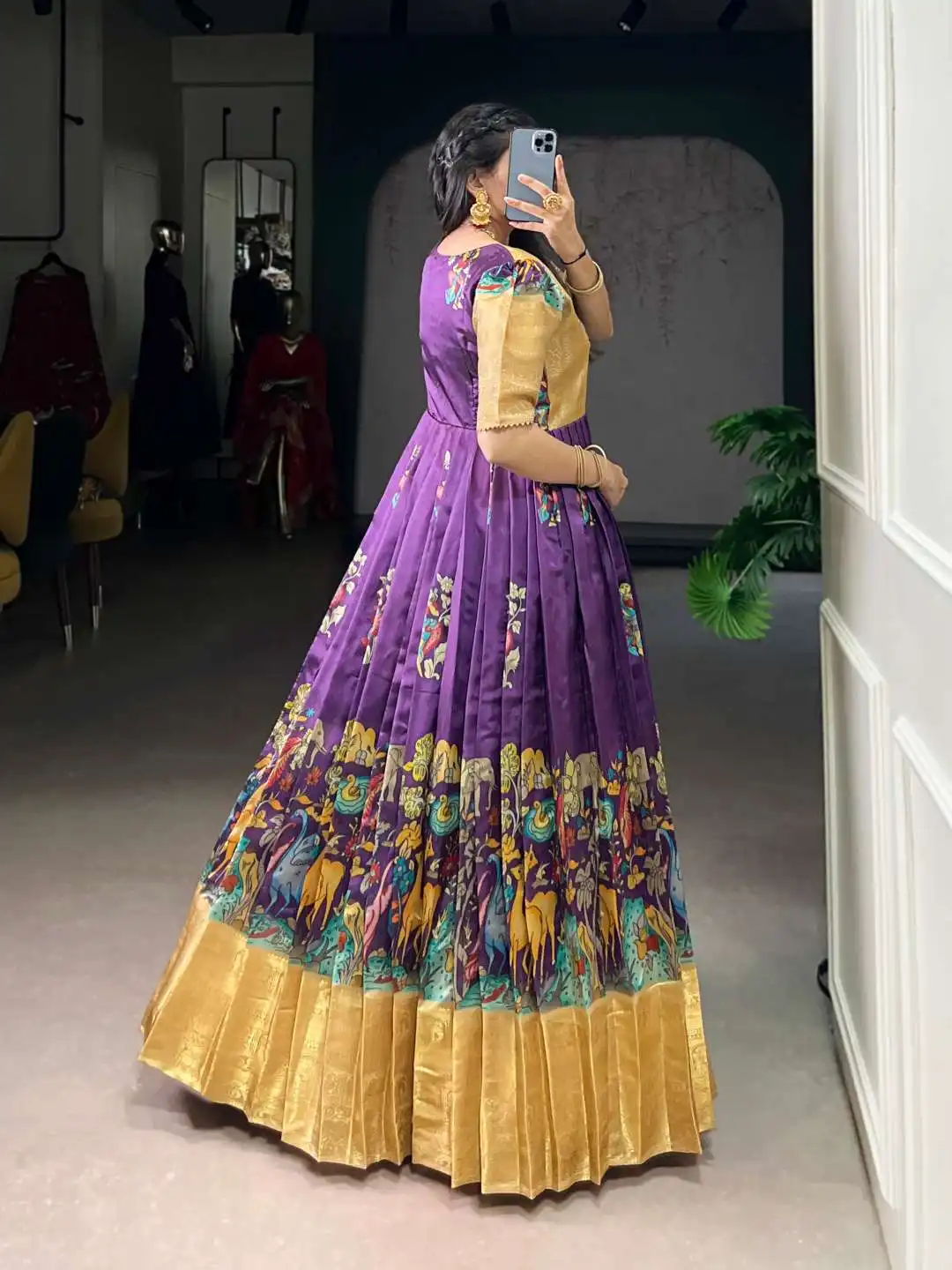 Beautiful WMN 5009A Dola Silk Pichwai Printed Gown Collection Wholesale 2026