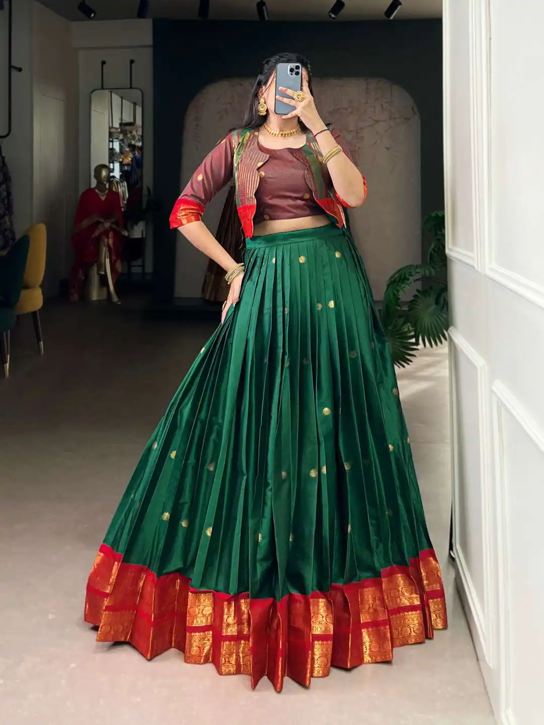 WMN 1133 Poly Cotton Festive Lehenga Choli 04 Pcs Set