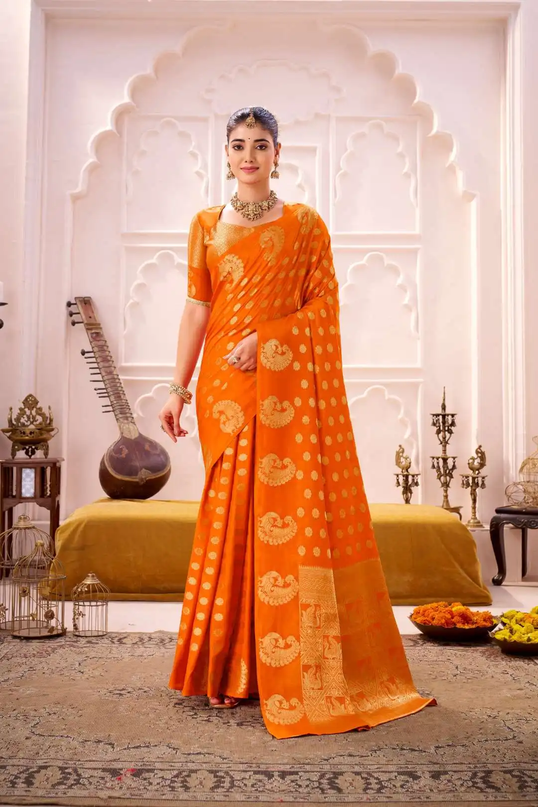 Stylish WMN 7904A Roop Silk Zari Weaving Saree 04 Pcs Set Wholesale 2026