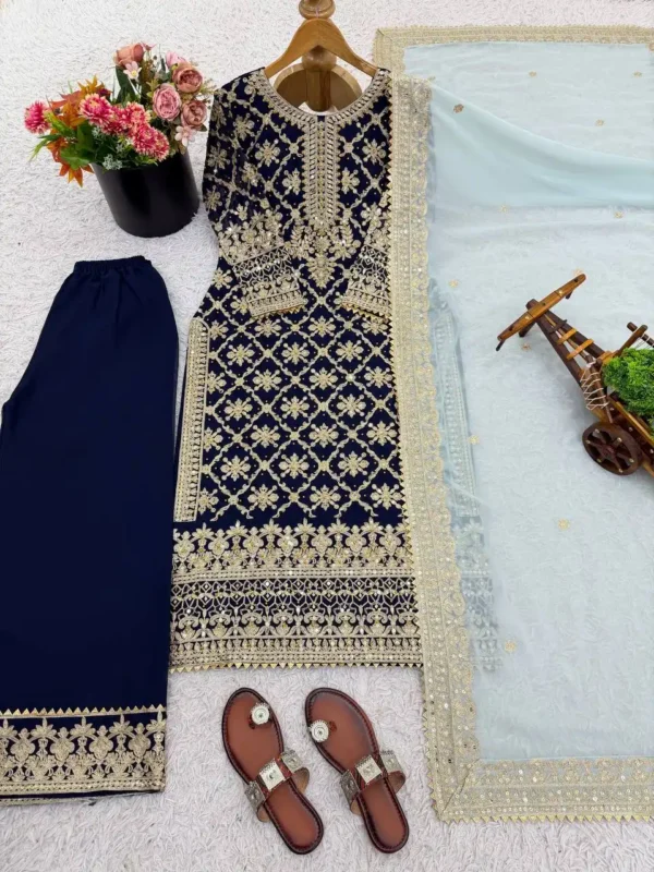 Buy Sabina 5310A Faux Georgette Kurti Pant Dupatta 04 Pcs Set Wholesale 2026