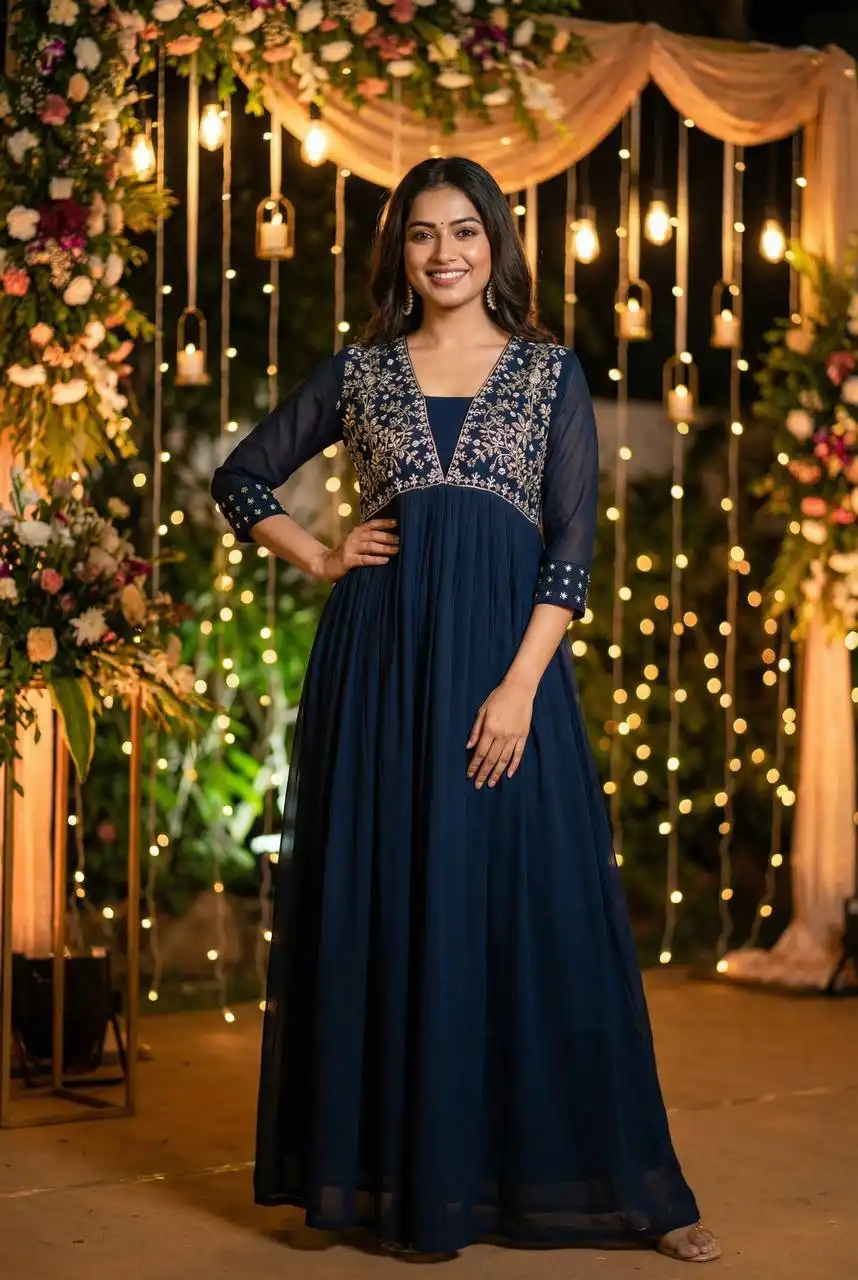 SS2016 Vol 19 Georgette Hand Work Long Gown Collection