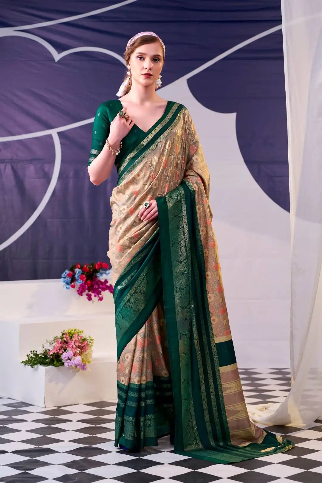 Launching WMN 7302 Floral Printed And Foil Work Saree Wholesale 2026