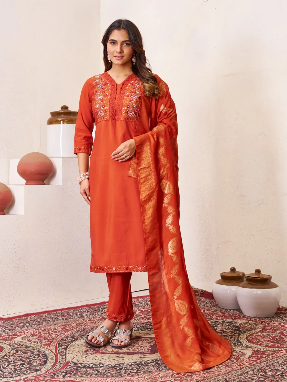 Beautiful Lila Vol 135 Roman Silk Hand Work Readymade Dress Wholesale 2026