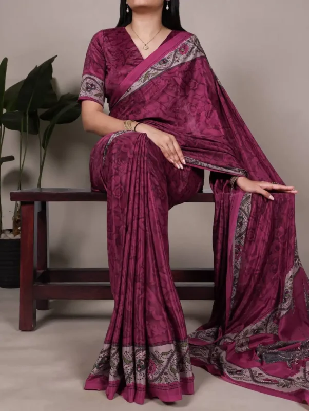 Buy WMN 7056 Crepe Printed Saree Collection Below 700 Wholesale 2026
