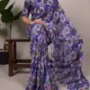 WMN 7039 Weightless Marbal Printed Saree 04 Pcs Set