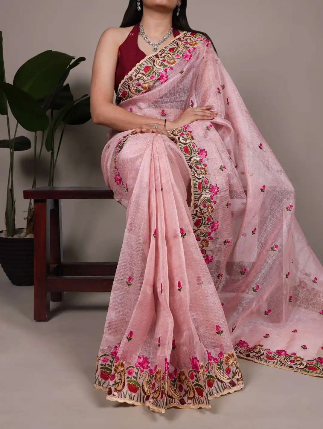 Stylish WMN 7400 Zari Kota Tissue Party Wear Sari 06 Pcs Set Wholesale 2026