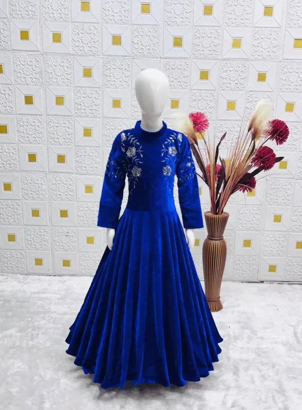 Beautiful Baby 230 Blue Viscose Velvet Festive Gown Collection Wholesale 2026