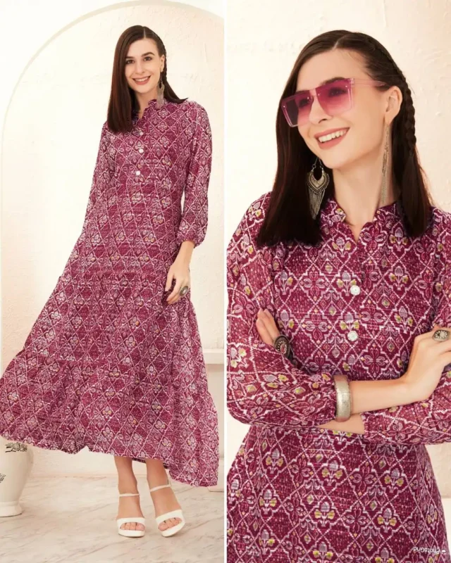 Latest SS2016 Heavy Georgette Printed Long Kurti Below 800 Wholesale 2026