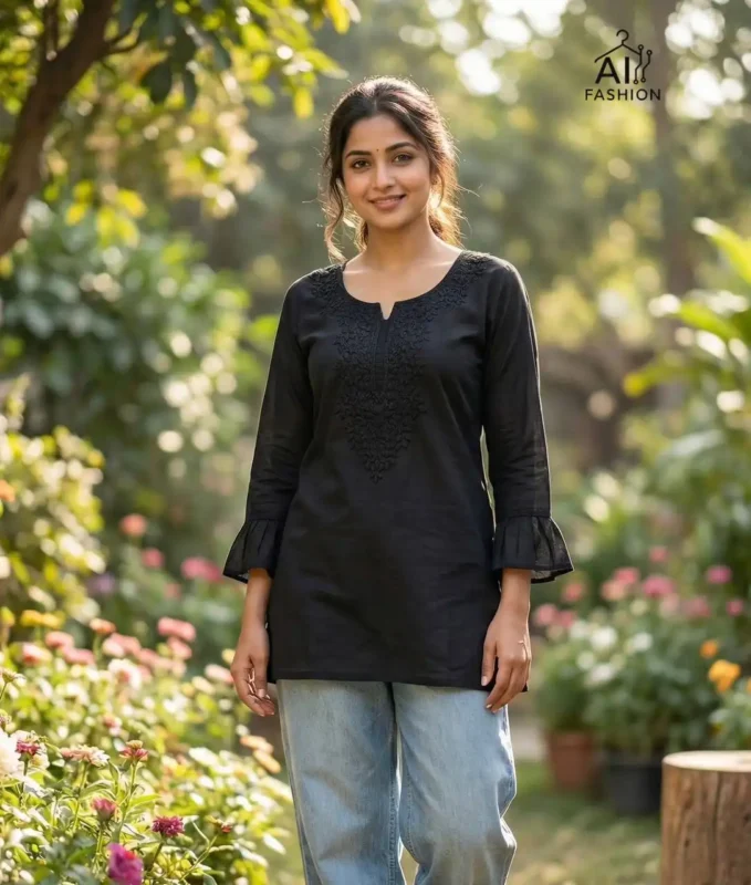 Latest SS2016 Heavy Rayon Chikan Work Short Top Western Wear Wholesale 2026