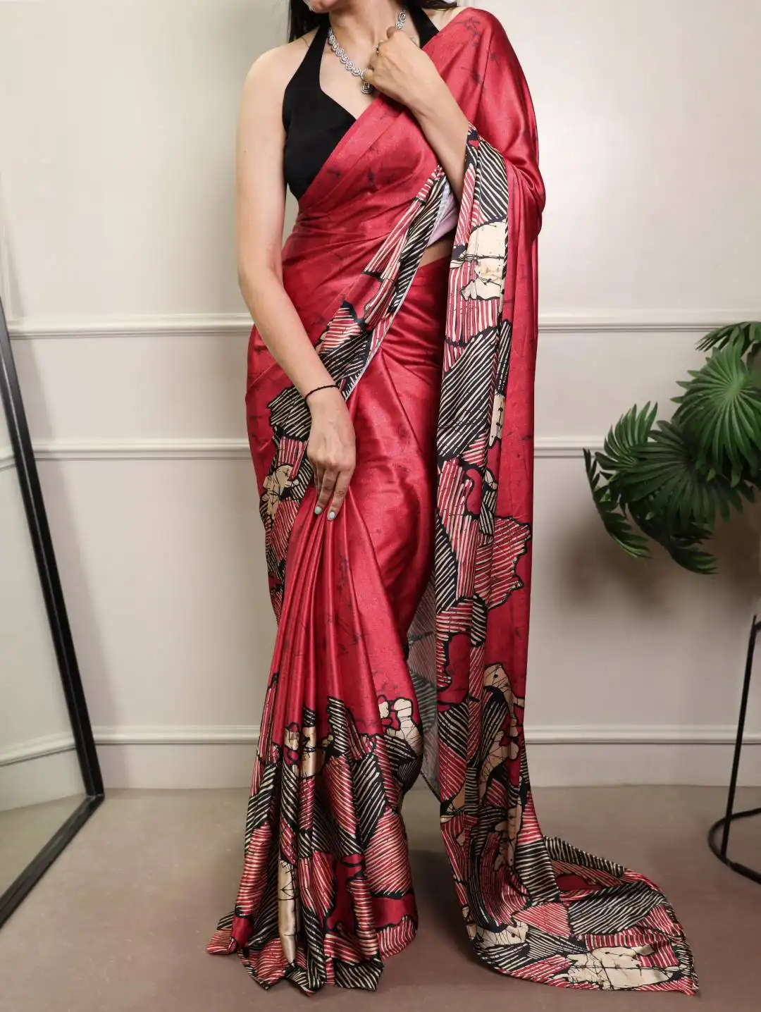 Latest WMN 7012A Satin Silk Printed Saree with Natural Silk Blouse Wholesale Wholesale 2026