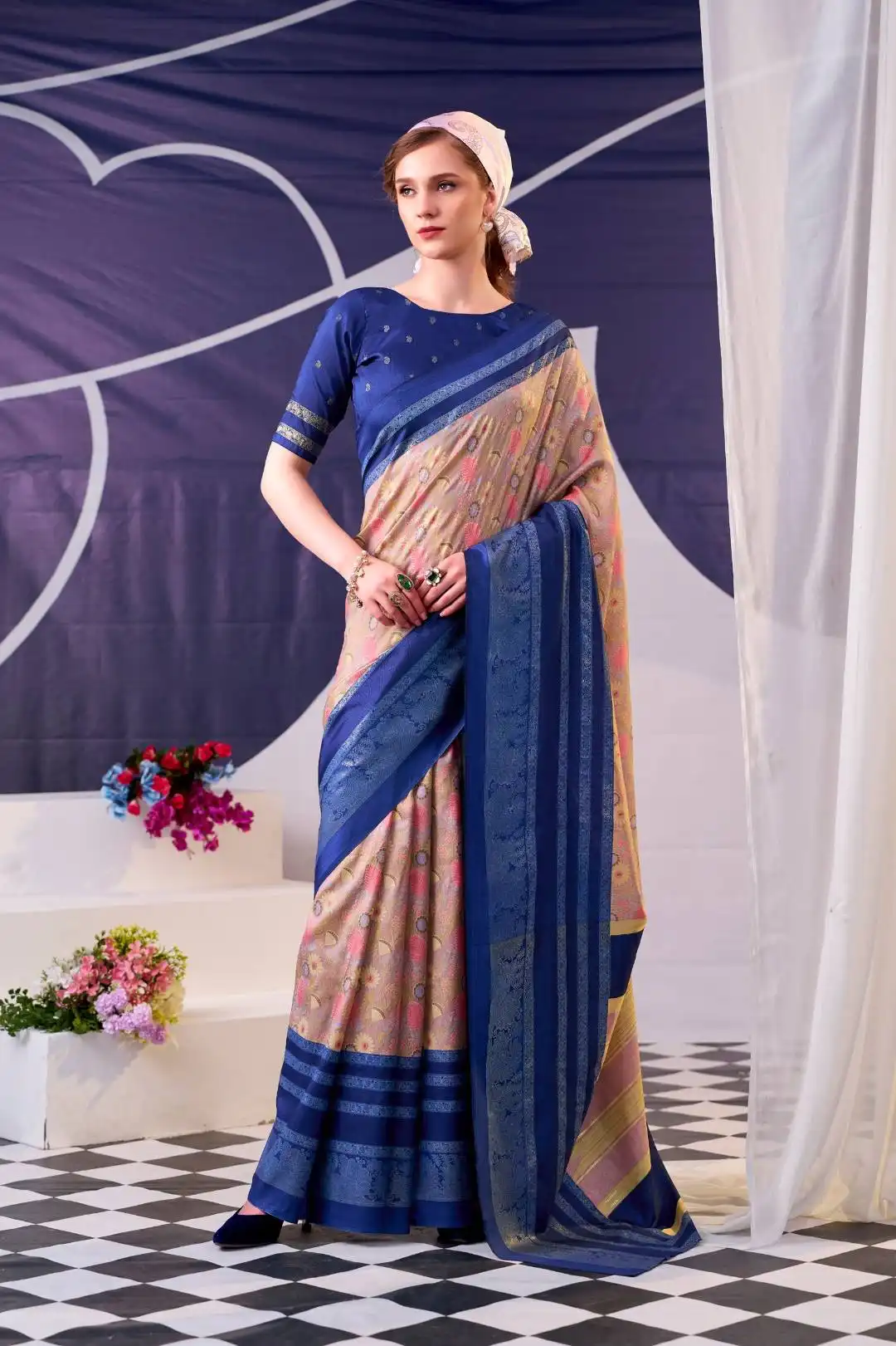 Launching WMN 7302 Floral Printed And Foil Work Saree Wholesale 2026