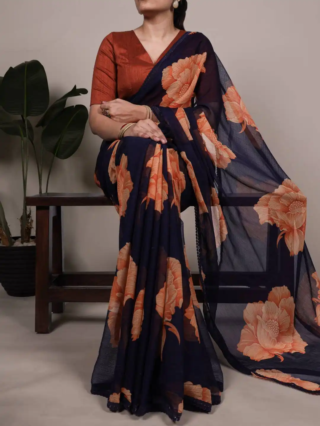 Latest WMN 7033 Chiffon Floral Printed Saree Collection Wholesale 2026