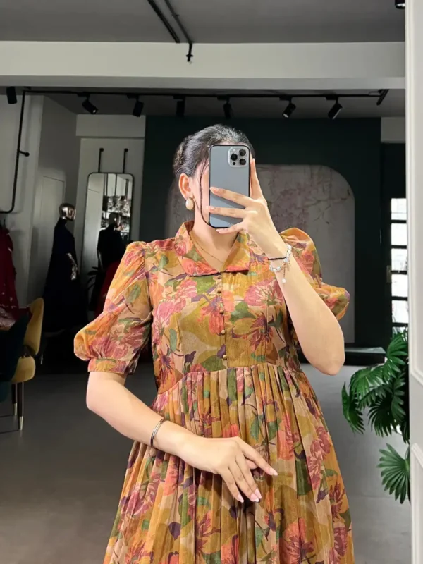 Launching WMN 4505 Organza Floral Printed Frock Kurti Below 1000 Wholesale 2026