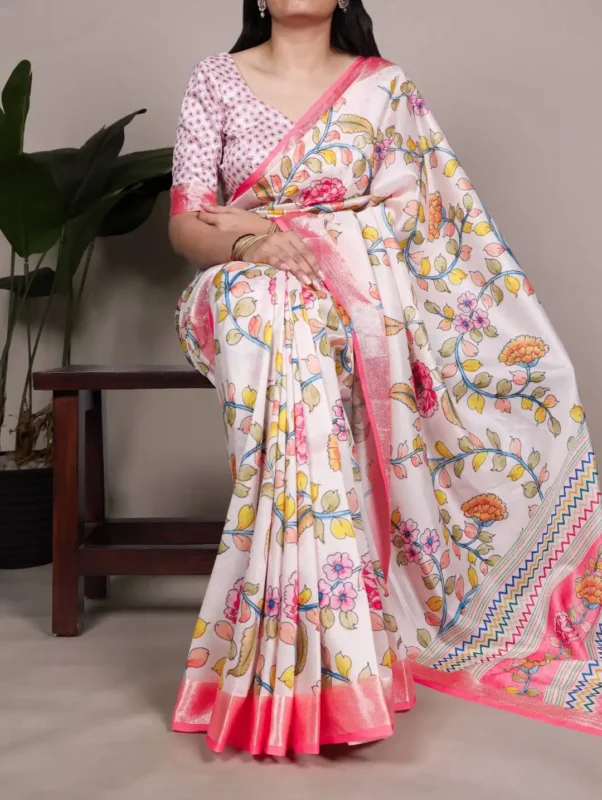 Launching WMN 7057 Tasar Silk Floral Printed Saree Collection Wholesale 2026