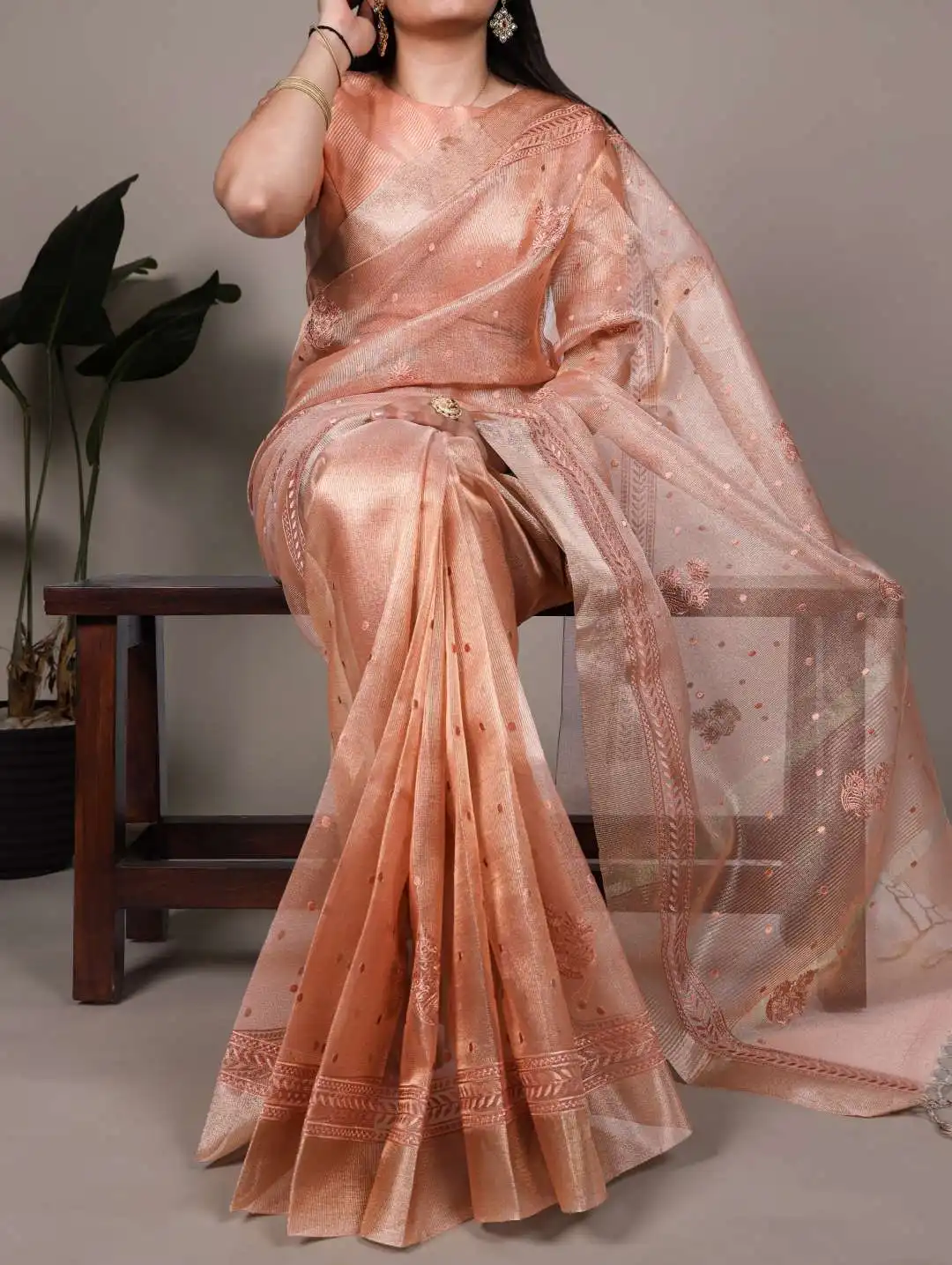 Launching WMN 7402 Poly Shimmer Embroidery Saree 05 Pcs Set Wholesale 2026