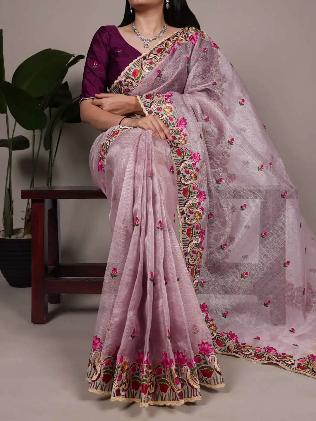 Stylish WMN 7400 Zari Kota Tissue Party Wear Sari 06 Pcs Set Wholesale 2026