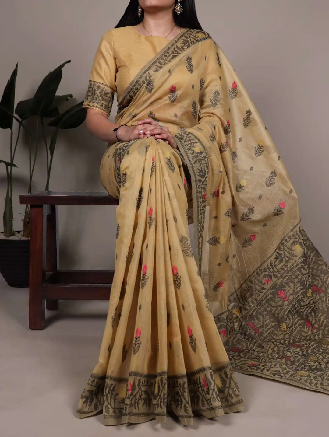 WMN 7415A Poly Cotton Saree Wholesale 04 Pcs Set