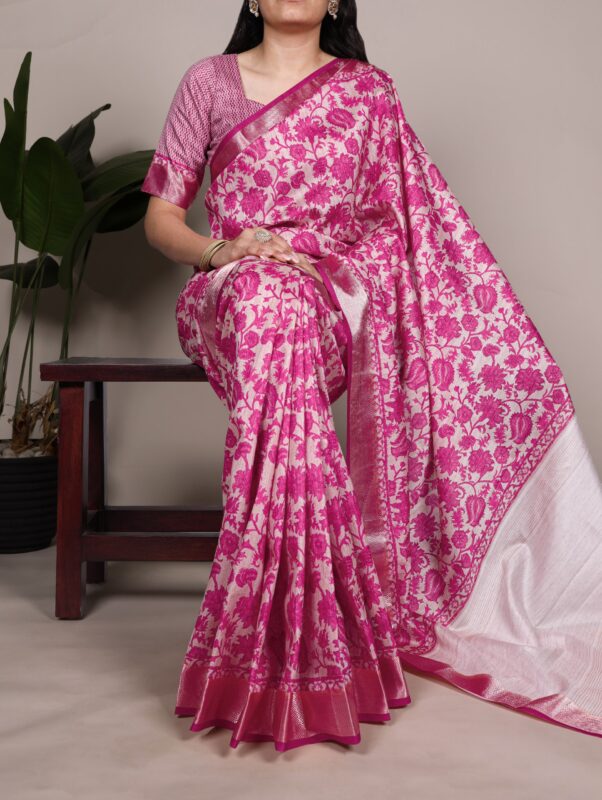 Launching WMN 7055 Tasar Silk Printed Saree With Viscose Border Wholesale 2026