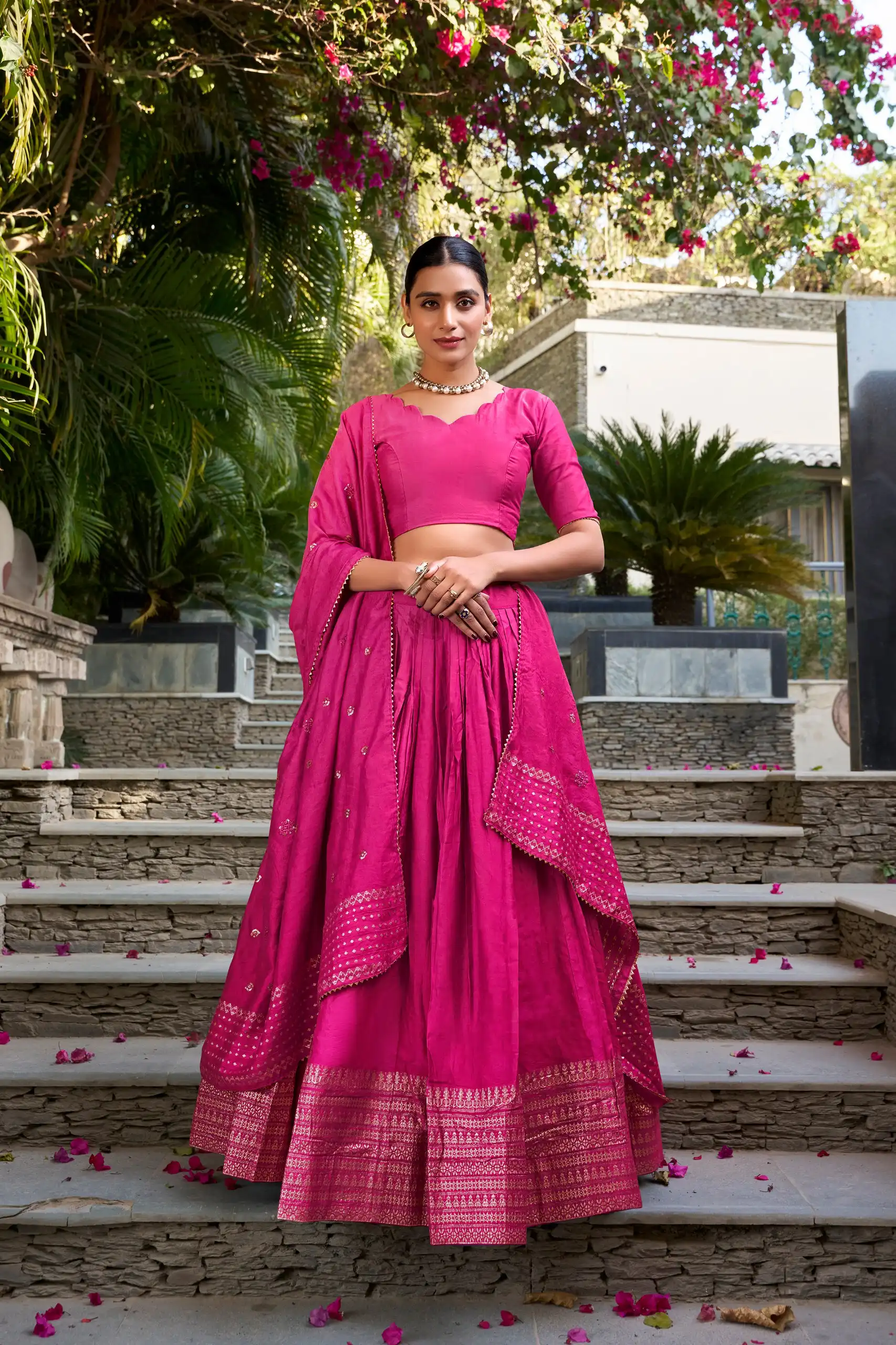 Stylish WMN 1906A Pure Chanderi Zari Weaving Lehenga Choli Wholesale 2026