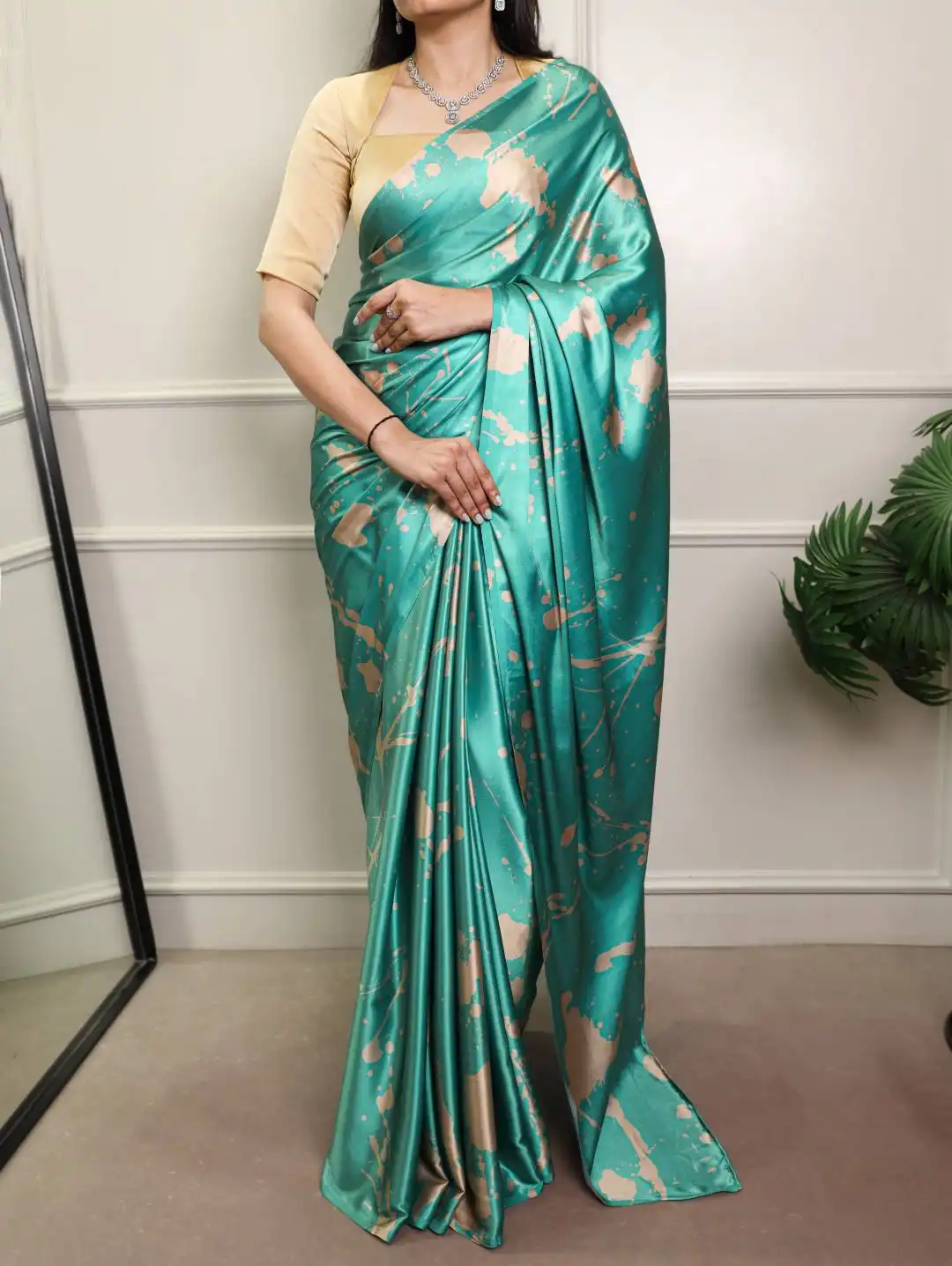 Latest WMN 7012A Satin Silk Printed Saree with Natural Silk Blouse Wholesale Wholesale 2026