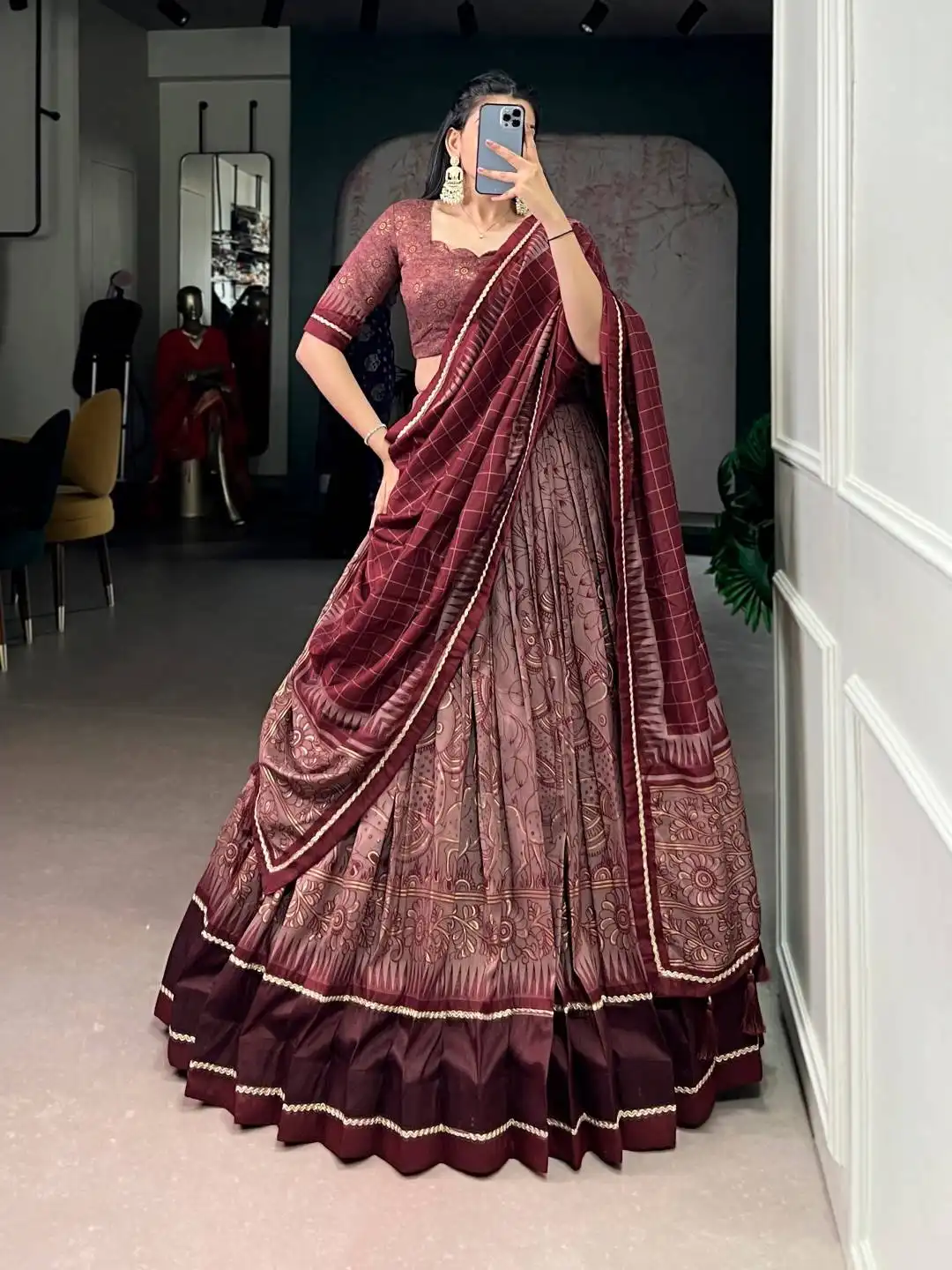 Beautiful WMN 1206 Kalamkari Print Lehenga Choli in Tasar Silk Wholesale 2026