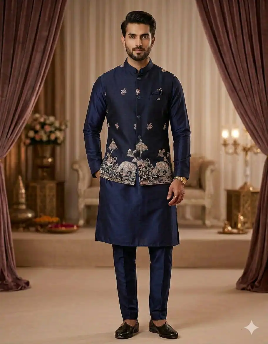 Shyam Vol 89 Wedding Kurta Pajama With Embroidery Koti