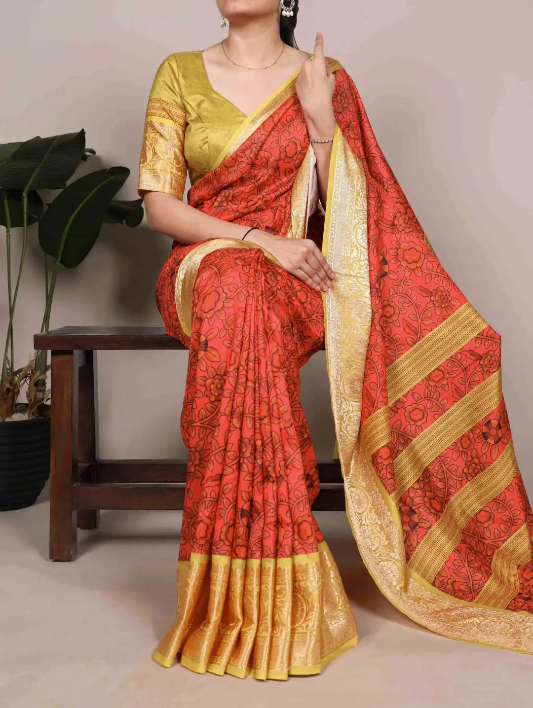 Buy WMN 7058 Floral Printed Saree With Viscose Border Wholesale 2026