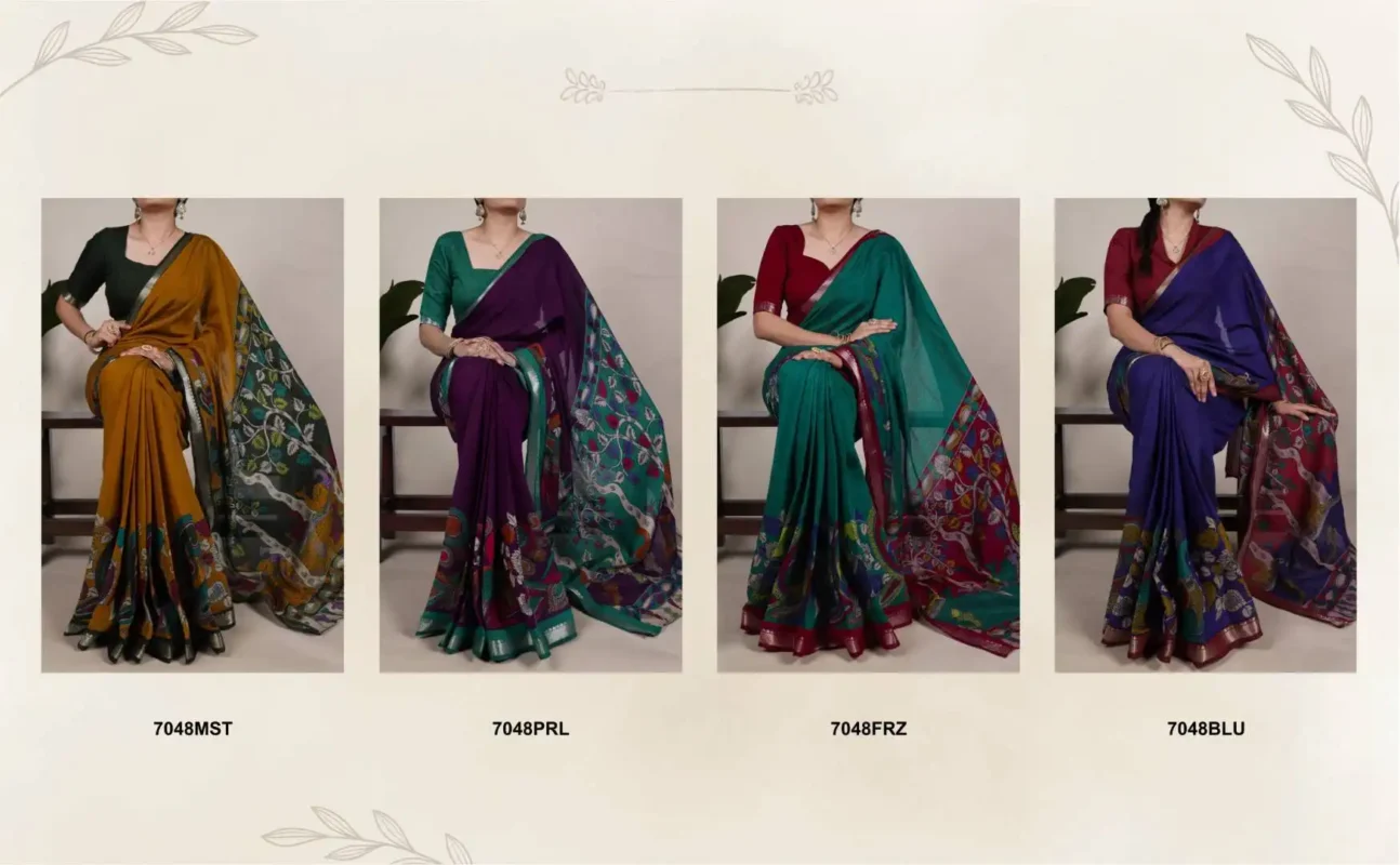 Latest WMN 7048 Viranshi Viscose Chanderi Printed Sari Collection Wholesale 2026