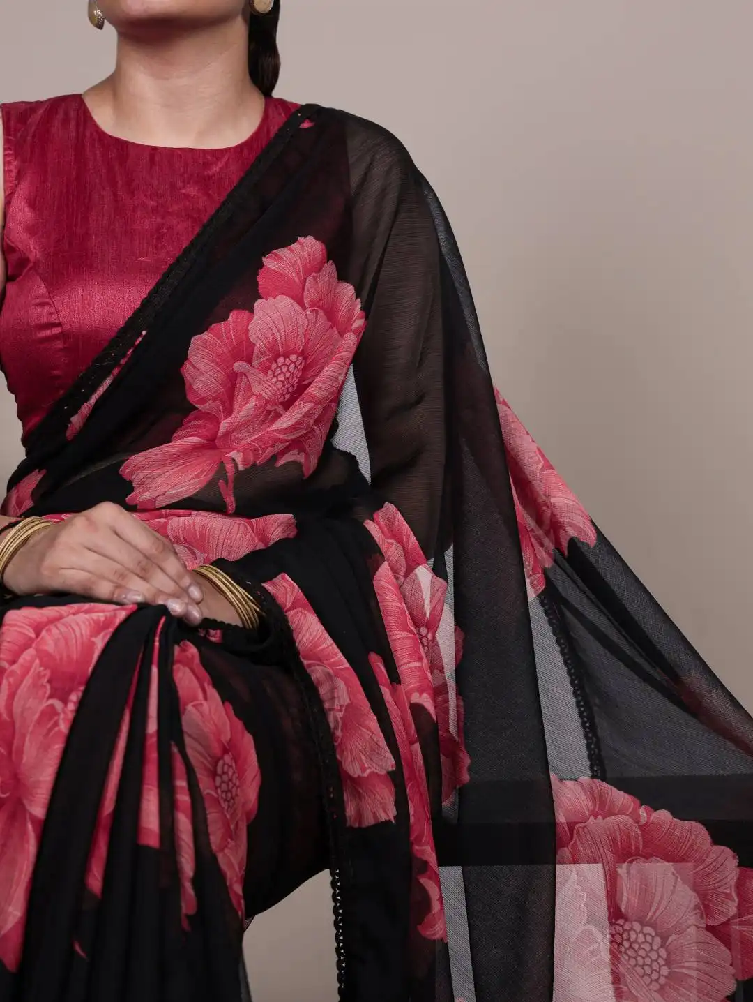 Latest WMN 7033 Chiffon Floral Printed Saree Collection Wholesale 2026