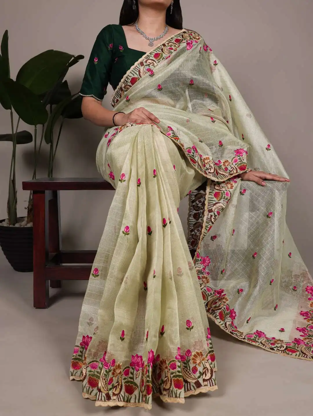 Stylish WMN 7400 Zari Kota Tissue Party Wear Sari 06 Pcs Set Wholesale 2026