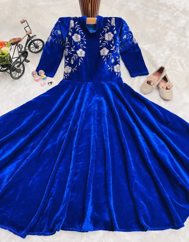 Beautiful Baby 230 Blue Viscose Velvet Festive Gown Collection Wholesale 2026