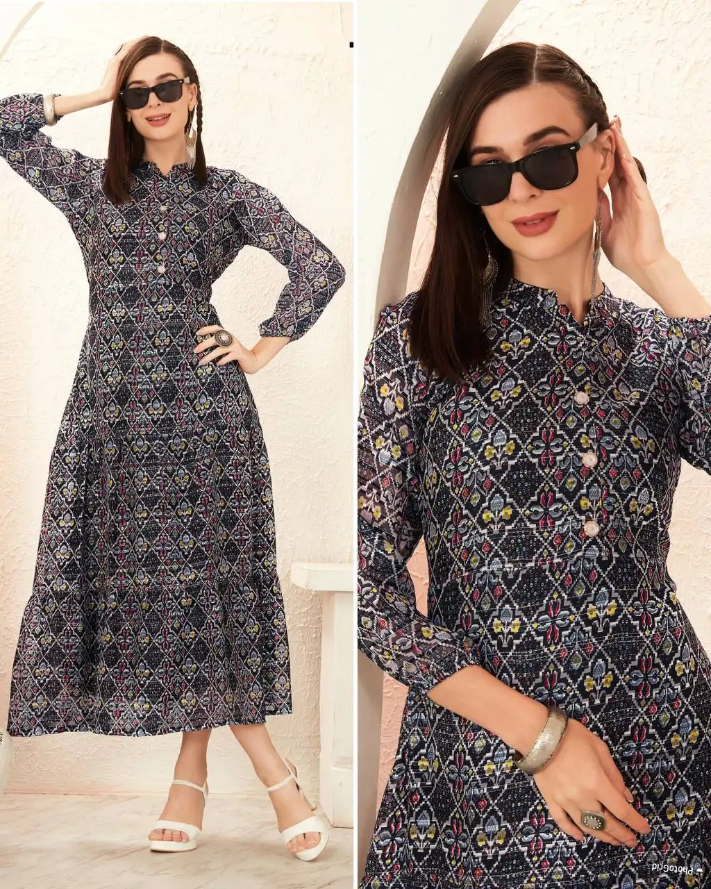 SS2016 Heavy Georgette Printed Long Kurti Below 800
