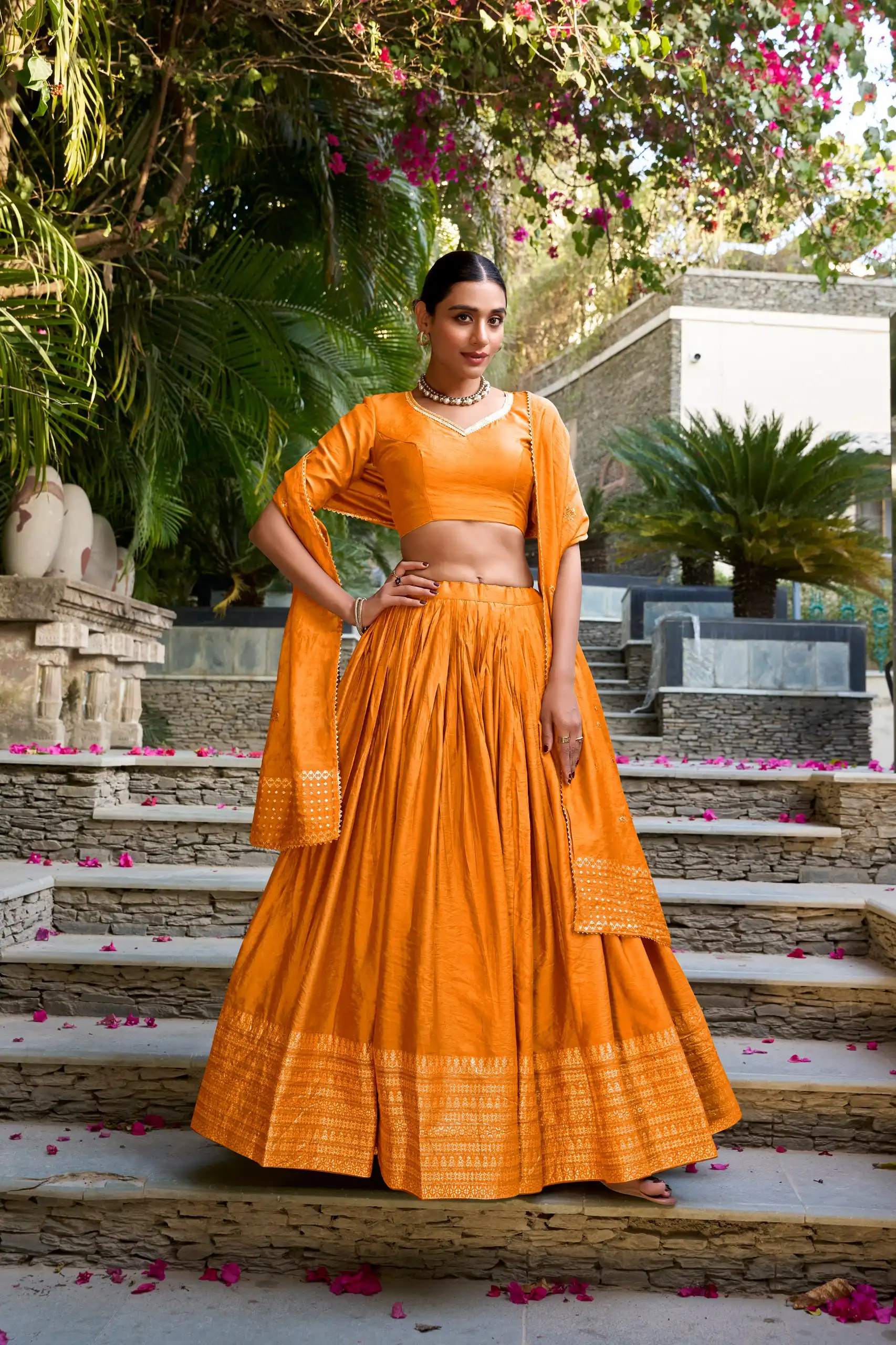 Stylish WMN 1906A Pure Chanderi Zari Weaving Lehenga Choli Wholesale 2026
