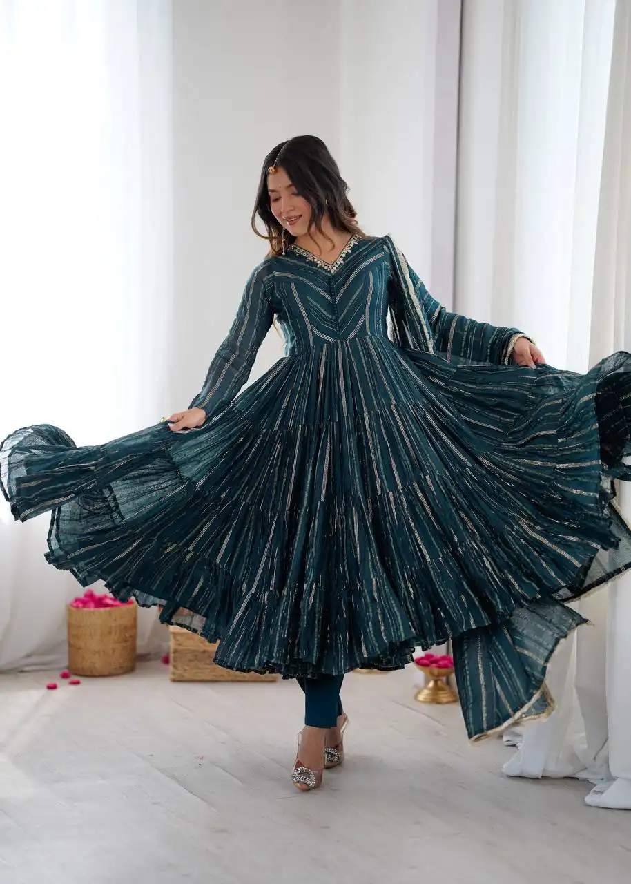 Sabina 5305B Mal Chanderi Women Ruffle Readymade Dress