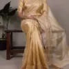 WMN 7402 Poly Shimmer Embroidery Saree 05 Pcs Set