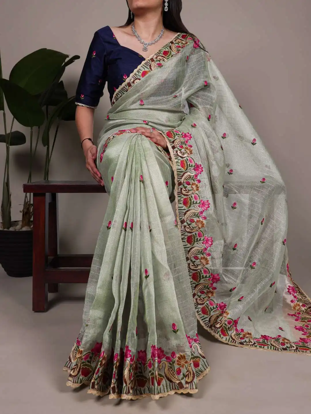 Stylish WMN 7400 Zari Kota Tissue Party Wear Sari 06 Pcs Set Wholesale 2026