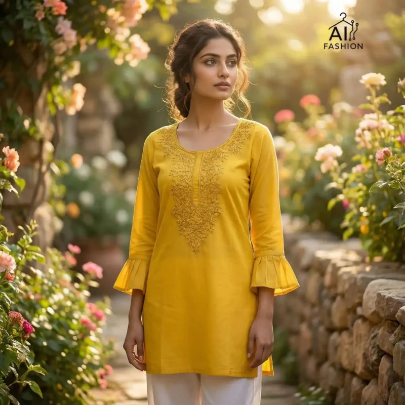 Latest SS2016 Heavy Rayon Chikan Work Short Top Western Wear Wholesale 2026