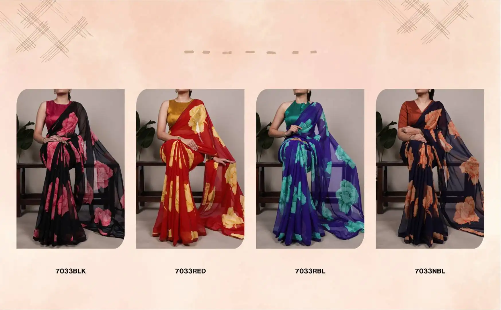 Latest WMN 7033 Chiffon Floral Printed Saree Collection Wholesale 2026