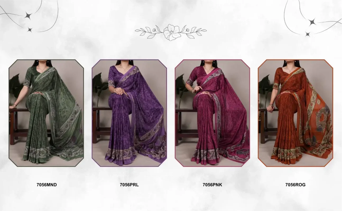 Buy WMN 7056 Crepe Printed Saree Collection Below 700 Wholesale 2026