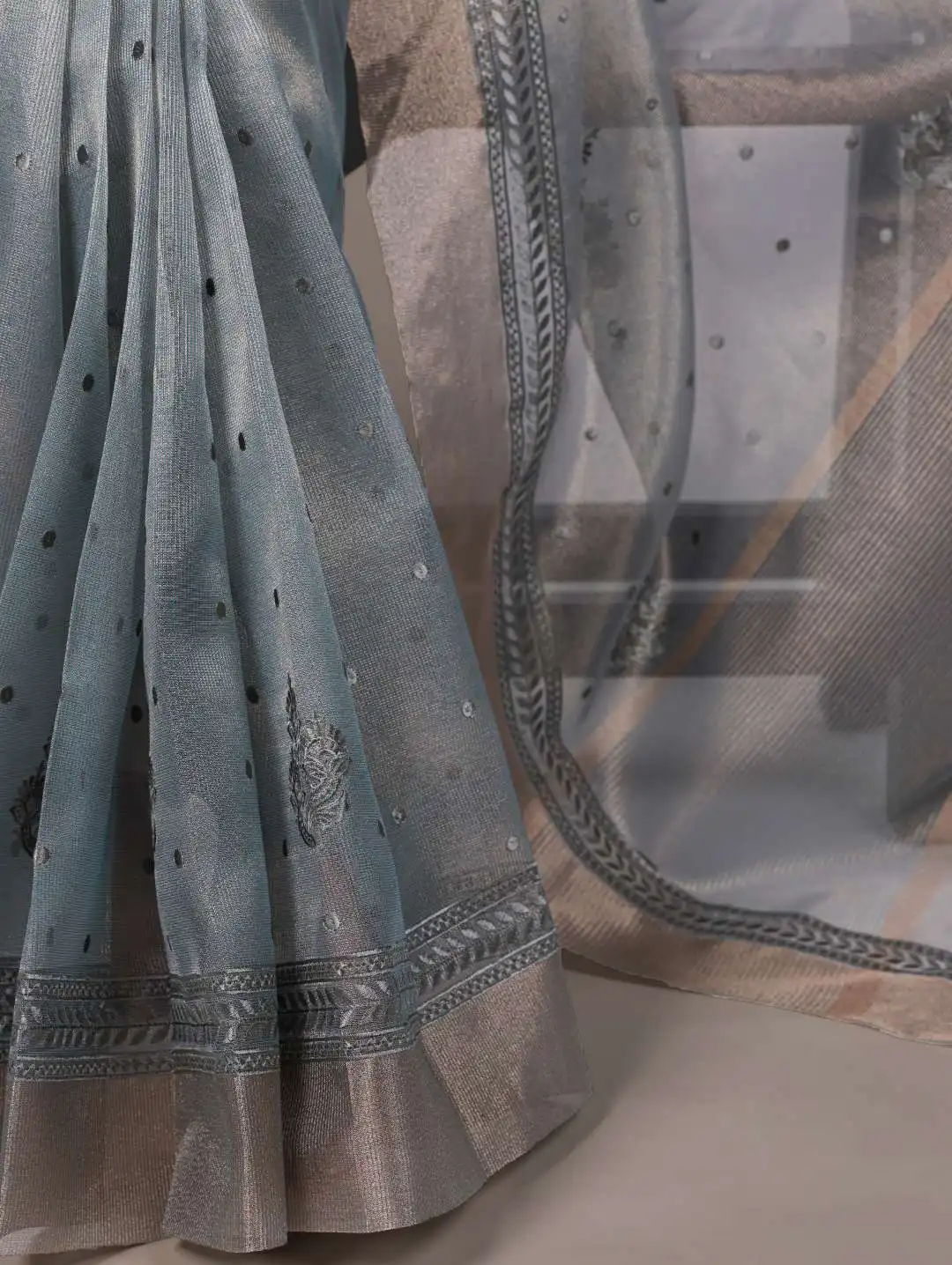 Launching WMN 7402 Poly Shimmer Embroidery Saree 05 Pcs Set Wholesale 2026