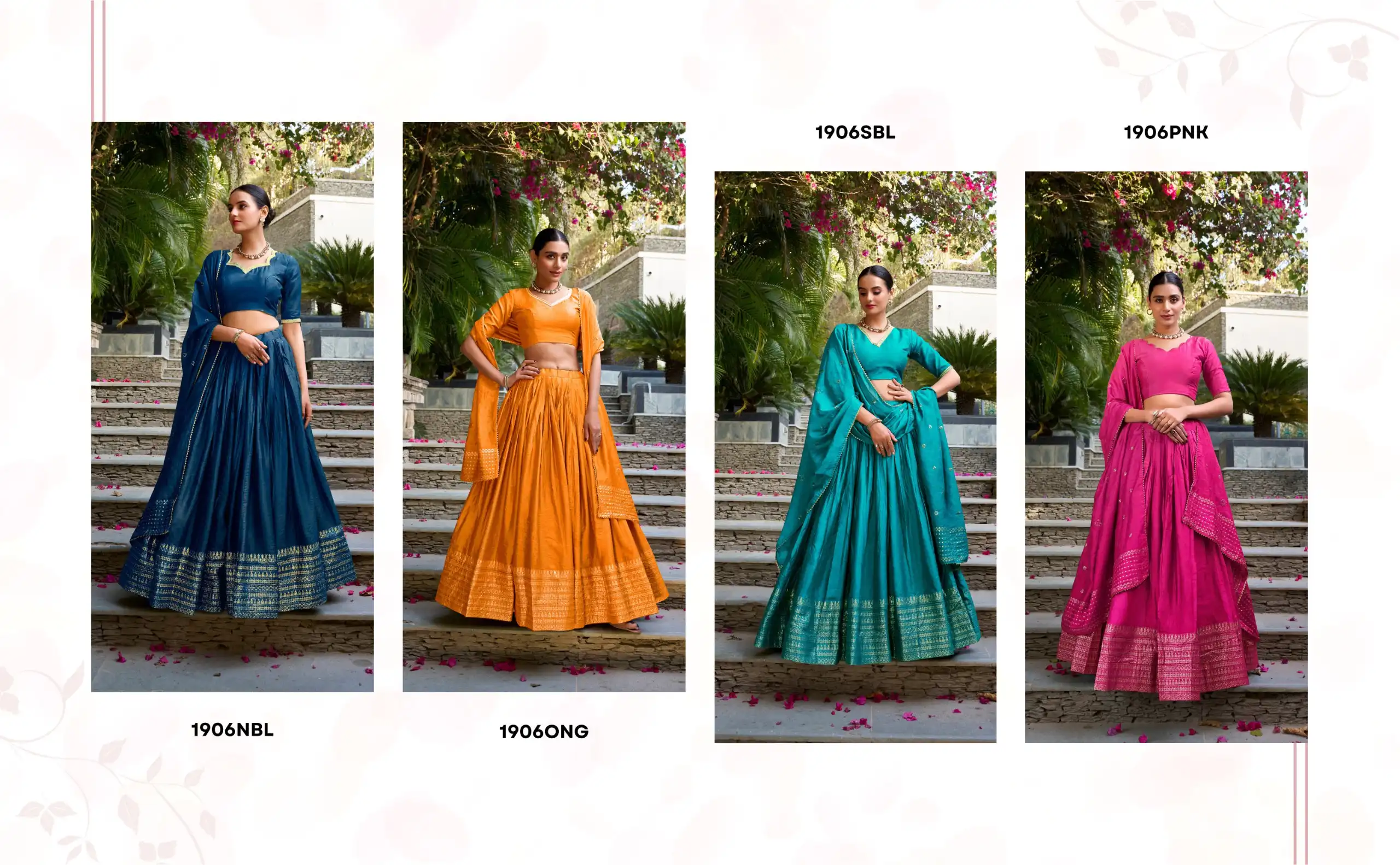 Stylish WMN 1906A Pure Chanderi Zari Weaving Lehenga Choli Wholesale 2026