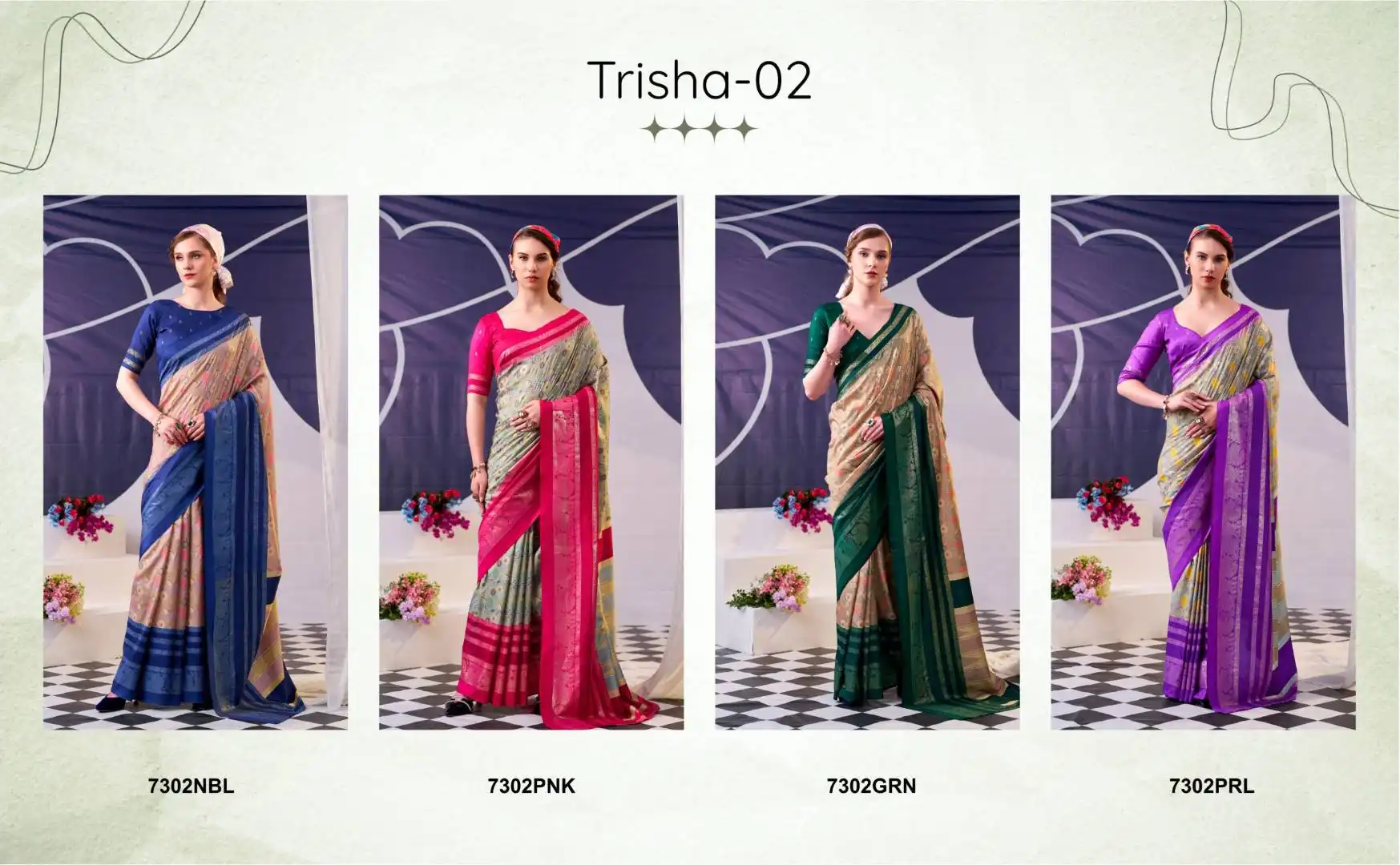 Launching WMN 7302 Floral Printed And Foil Work Saree Wholesale 2026