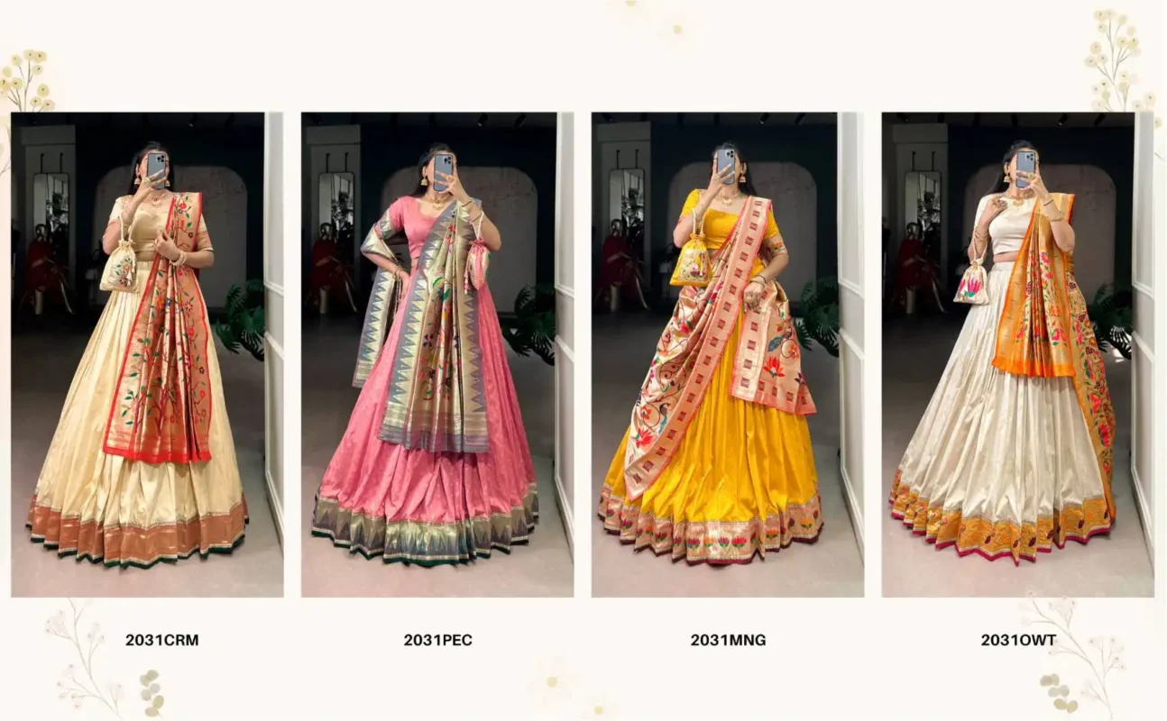 Buy WMN 2031 Silk Paithani Lehenga Choli with Zari Weaving And Lace Border Wholesale Surat Wholesale 2026