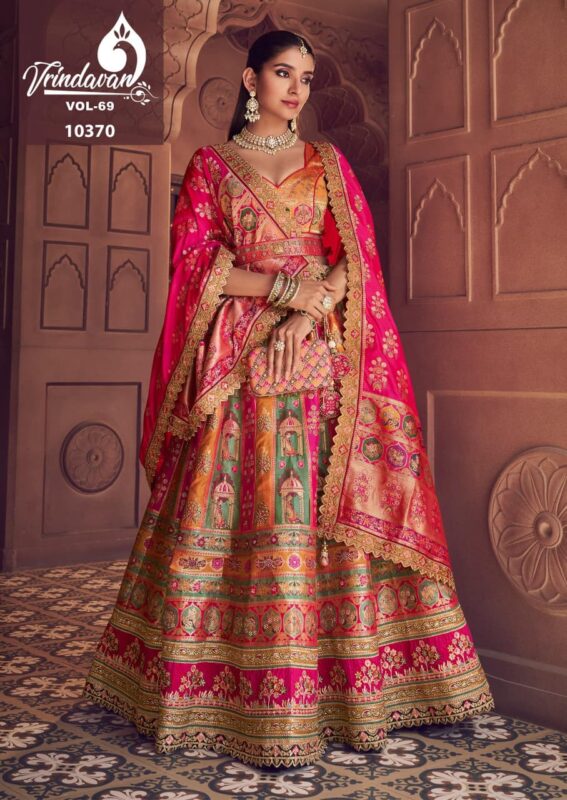 Buy Royal Vrindavan Vol 69 Banarasi Silk Embroidery Work Lehenga Choli Collection Wholesale 2026