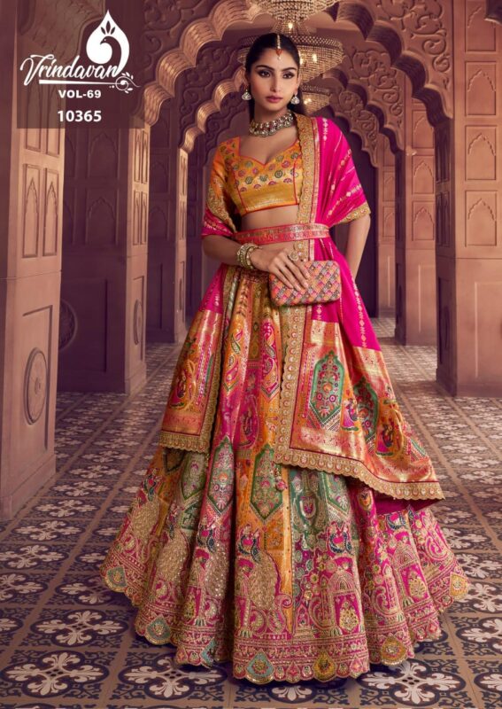 Buy Royal Vrindavan Vol 69 Banarasi Silk Embroidery Work Lehenga Choli Collection Wholesale 2026