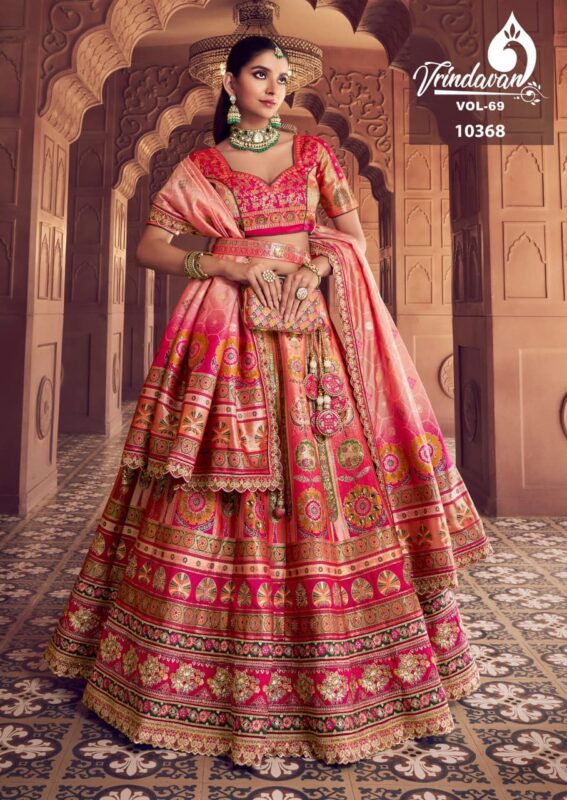 Buy Royal Vrindavan Vol 69 Banarasi Silk Embroidery Work Lehenga Choli Collection Wholesale 2026