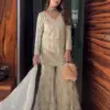 Sabina 1689 Cream Faux Georgette Embroidery Readymade Dress