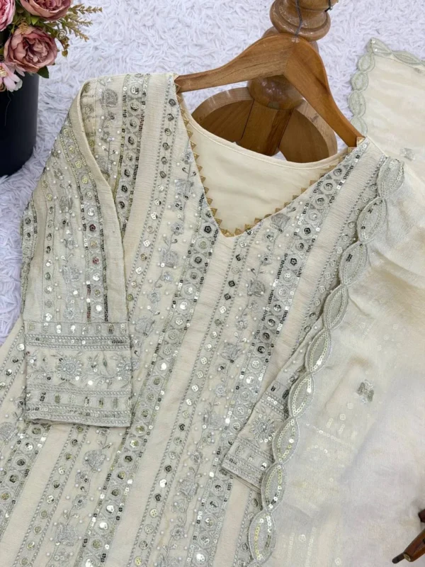 Stylish Sabina 1689 Cream Faux Georgette Embroidery Readymade Dress Wholesale 2026